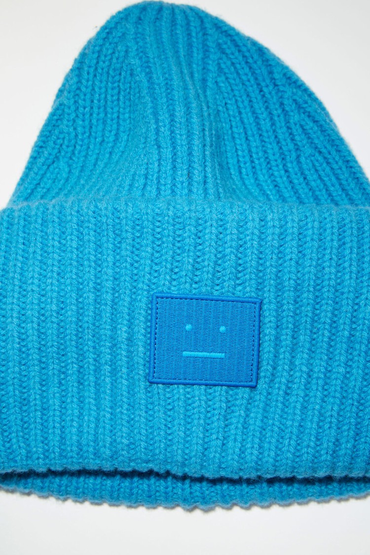 Blue Acne Studios Large Face Logo Beanie | CMEQ-82716