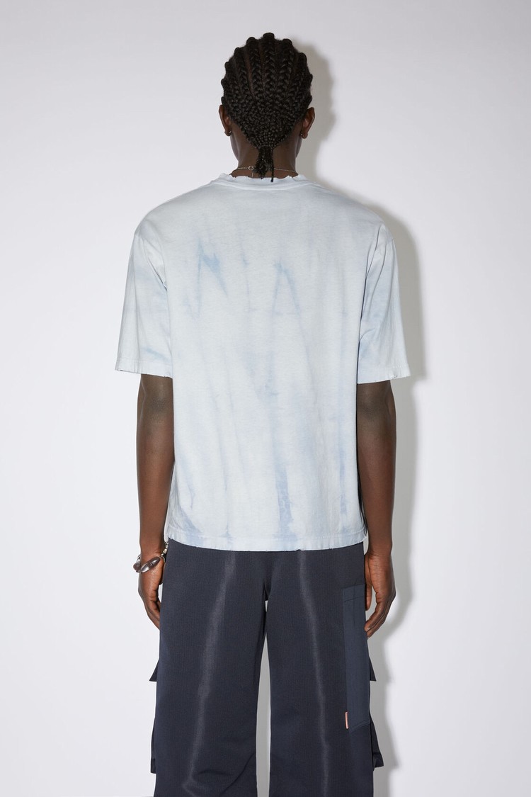 Blue Acne Studios Logo Stamp Men's T Shirts | ZNEI-93672