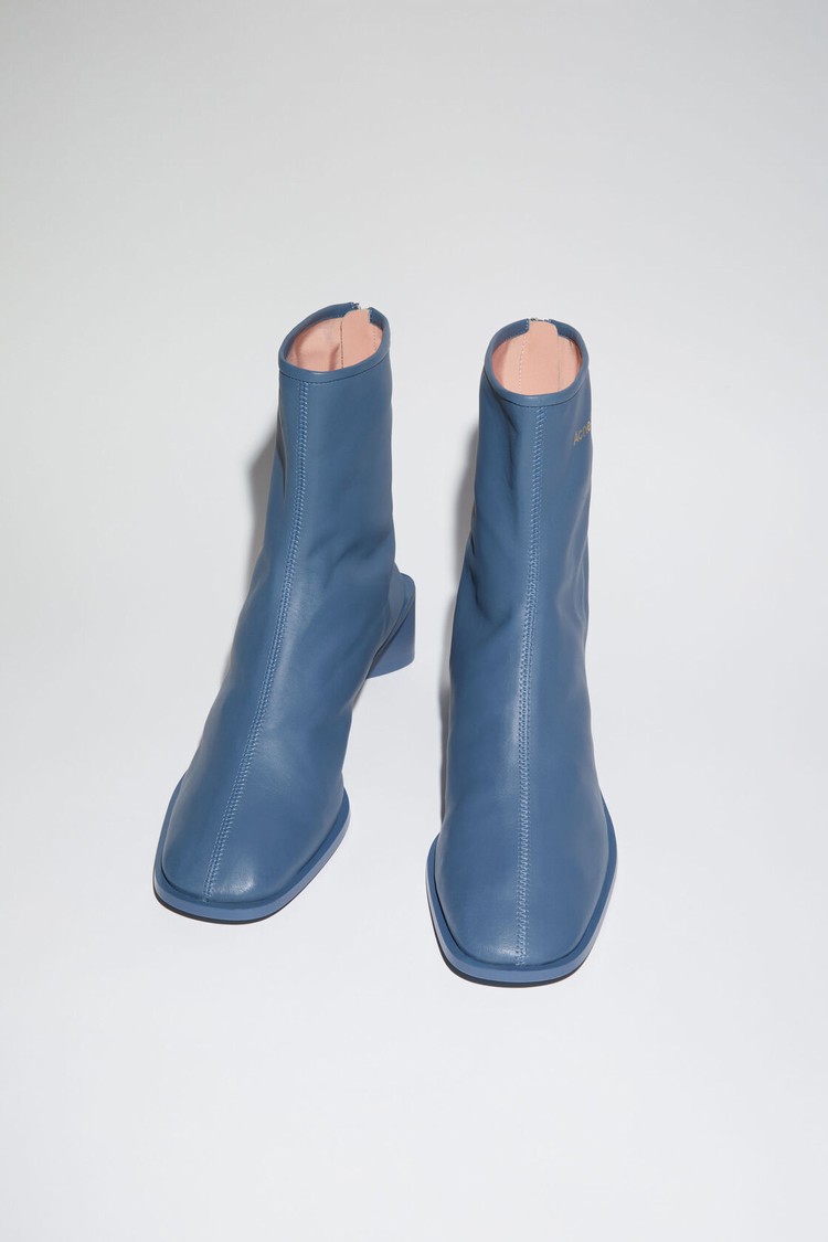 Blue Acne Studios Logo Women's Ankle Boots | IYVM-39782