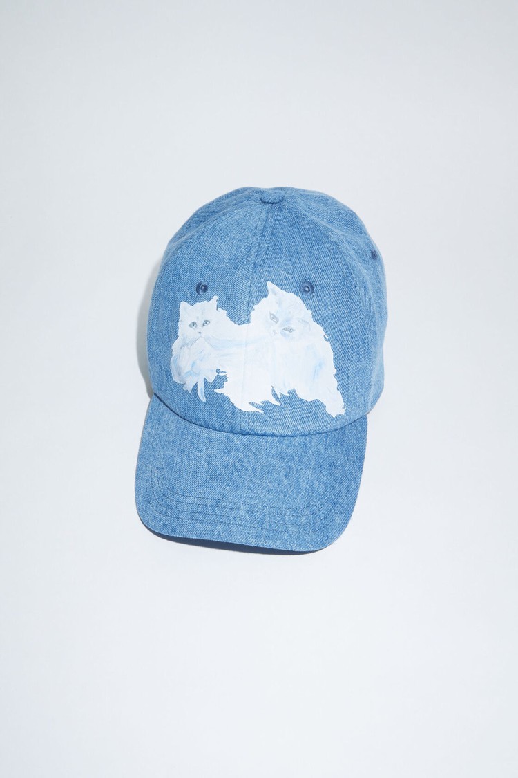 Blue Acne Studios Printed Denim Caps | TYMK-46890