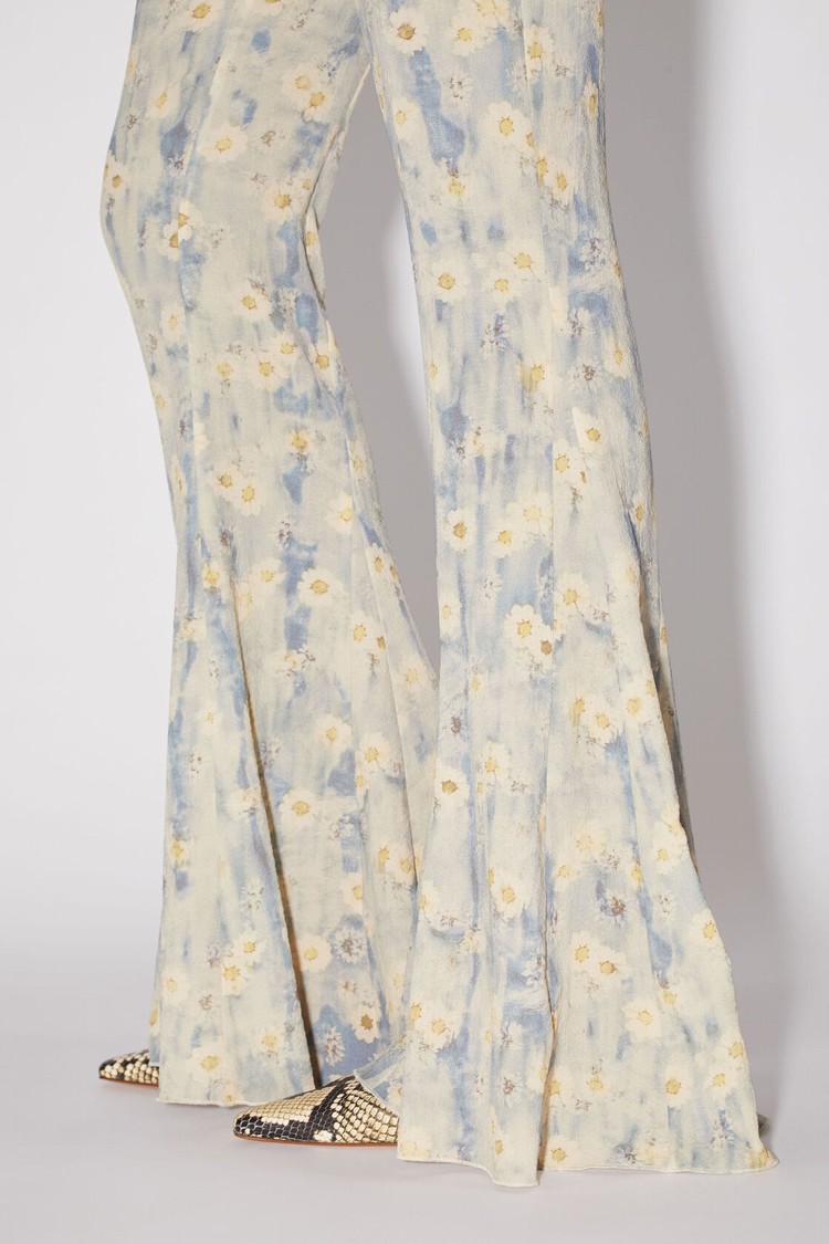 Blue / Beige Acne Studios Printed Women's Trousers | JDQY-02519