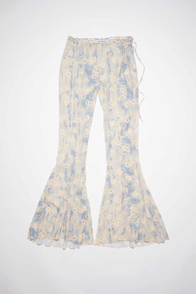 Blue / Beige Acne Studios Printed Women's Trousers | JDQY-02519