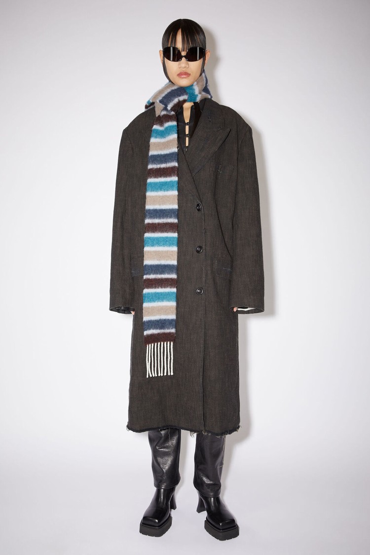 Blue / Brown Acne Studios Wool-apaca Fringe - Skinny Scarf | UEIW-60329