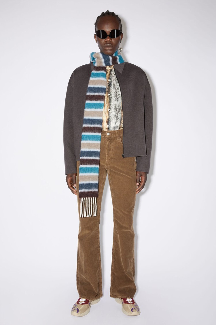 Blue / Brown Acne Studios Wool-apaca Fringe - Skinny Scarf | UEIW-60329