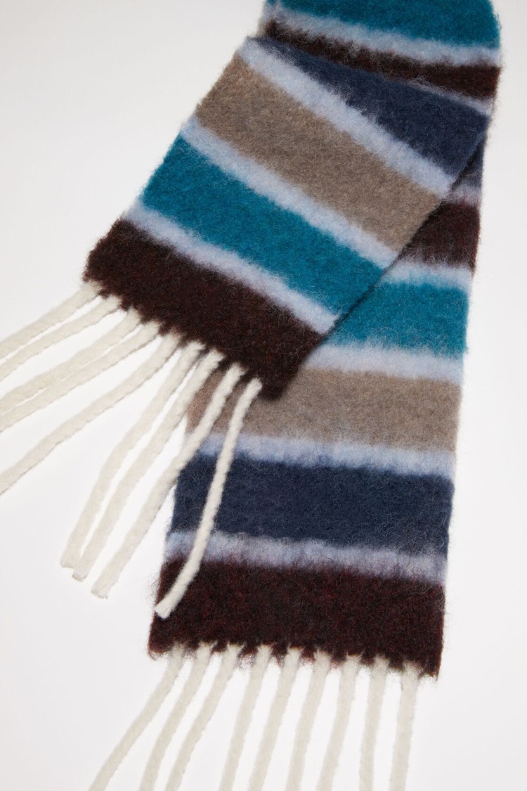 Blue / Brown Acne Studios Wool-apaca Fringe - Skinny Scarf | UEIW-60329