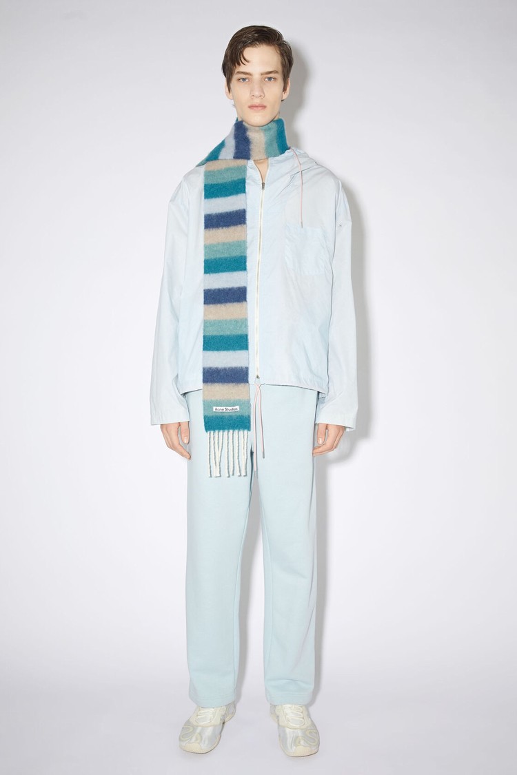 Blue / Grey Acne Studios Stripe Alpaca Wool Scarf | ASKJ-76829