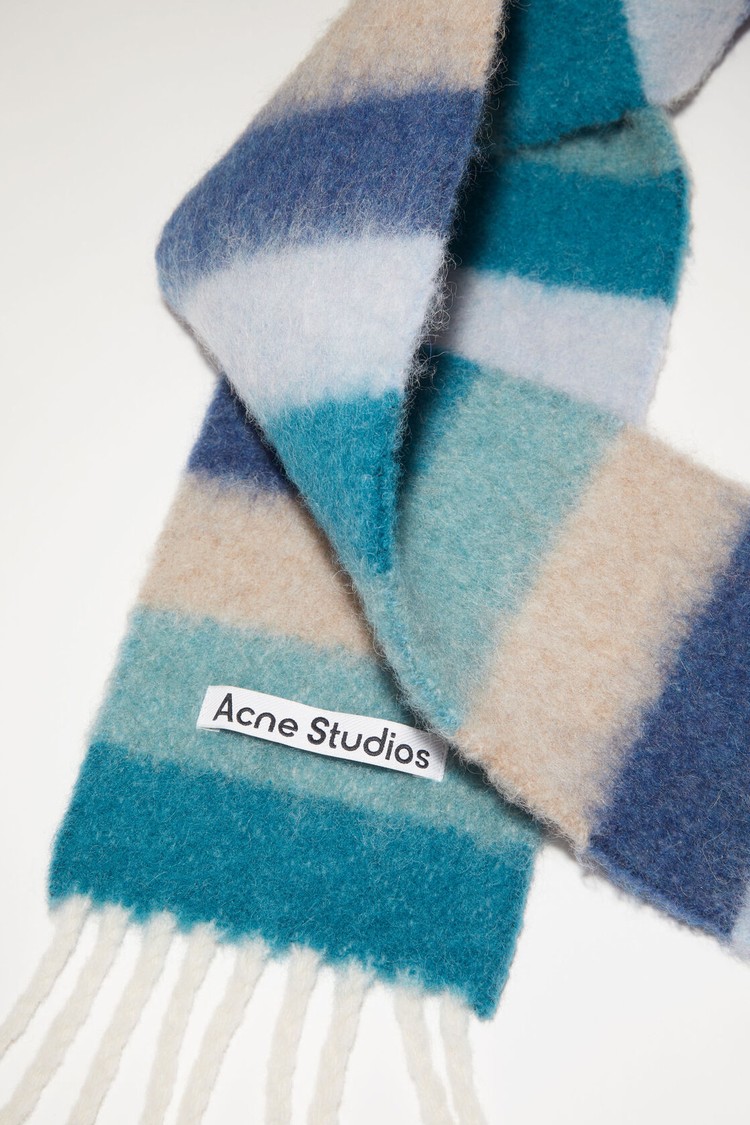 Blue / Grey Acne Studios Stripe Alpaca Wool Scarf | ASKJ-76829