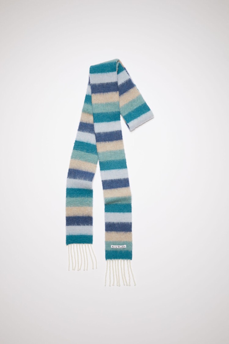 Blue / Grey Acne Studios Stripe Alpaca Wool Scarf | ASKJ-76829