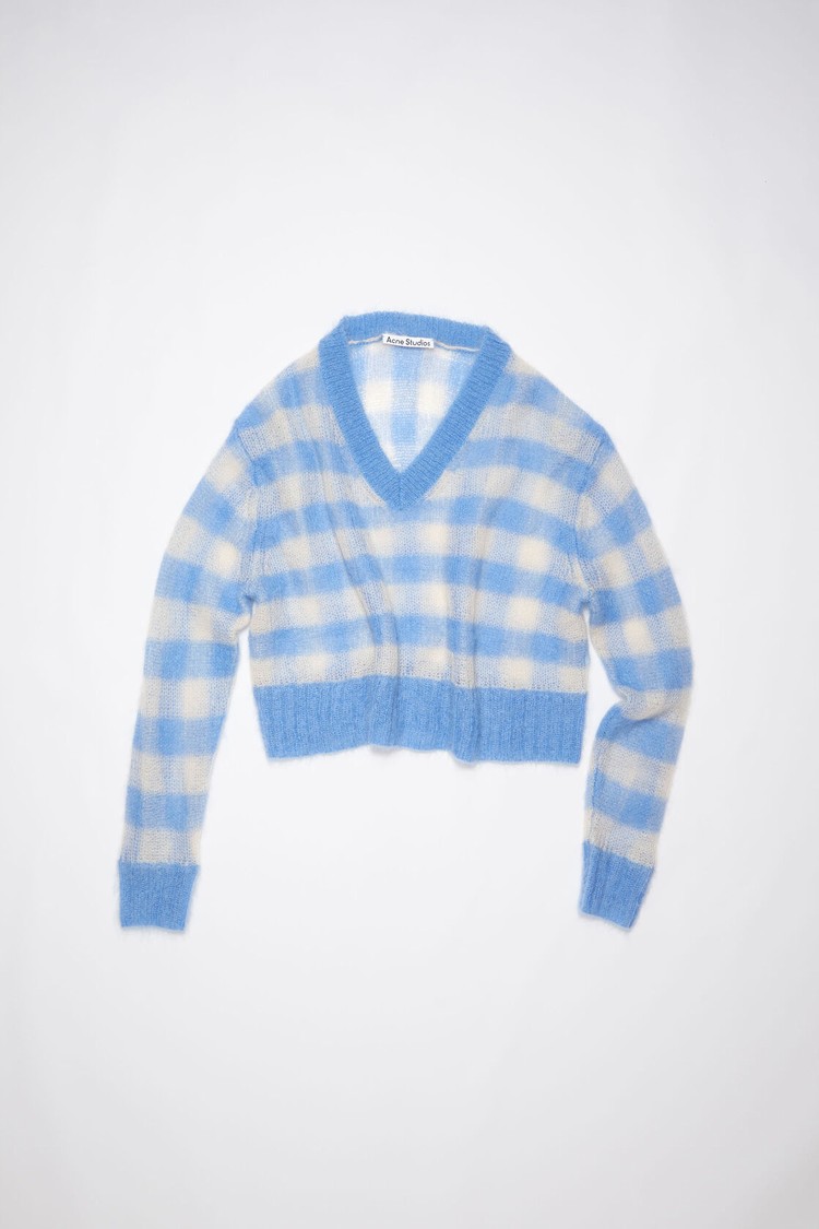 Blue / Light Beige Acne Studios Gingham Jumper Women's Knitwear | WIHL-29738