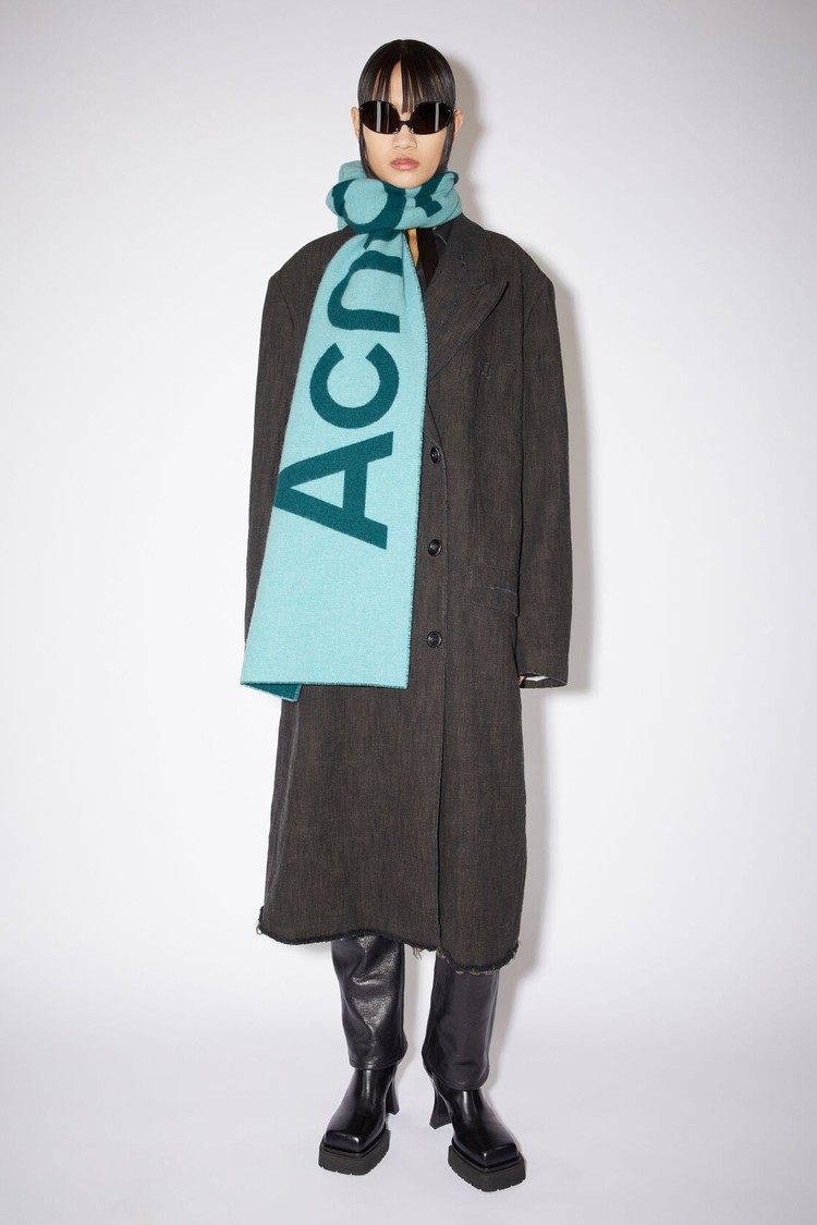 Blue / Light Blue Acne Studios Logo Jacquard Scarf | RSUB-30679