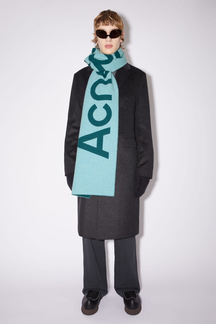 Blue / Light Blue Acne Studios Logo Jacquard Scarf | RSUB-30679