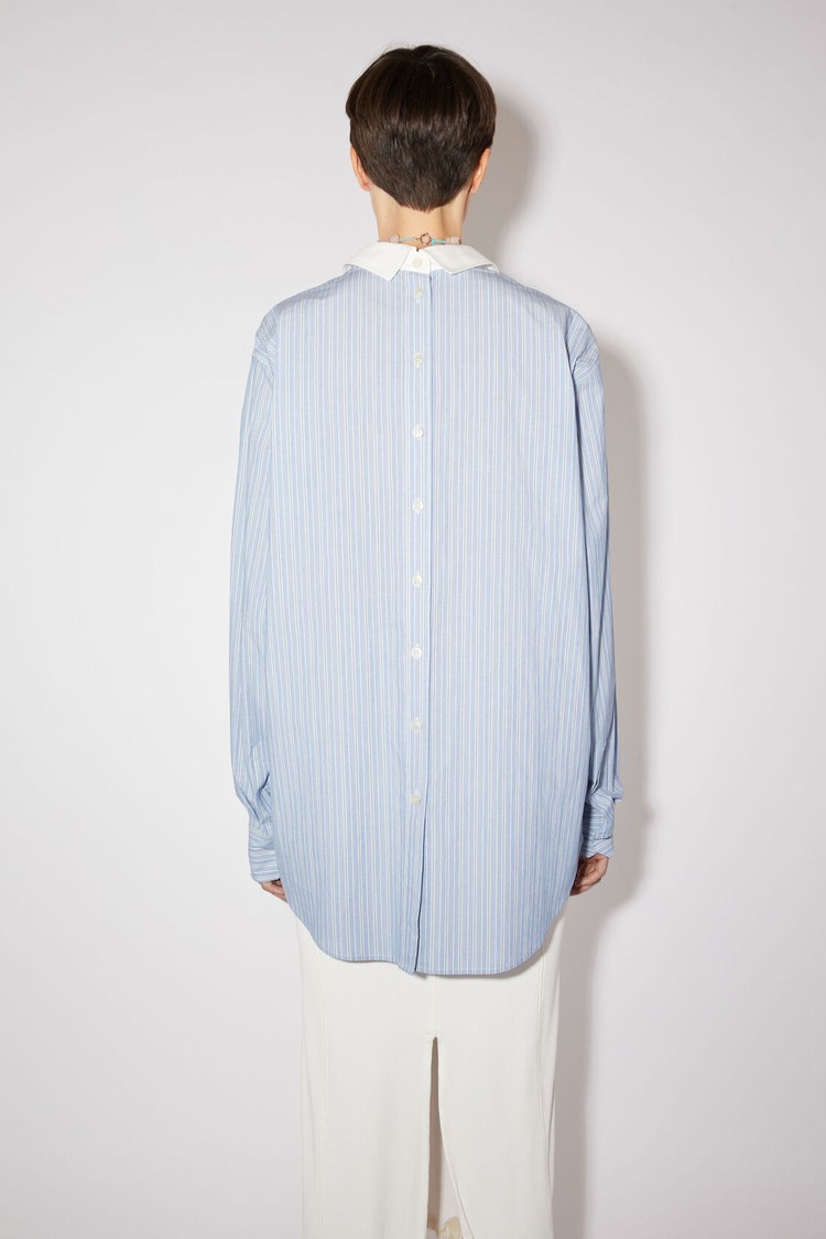 Blue / White Acne Studios Striped Cotton Women's Shirts | YKSZ-89054