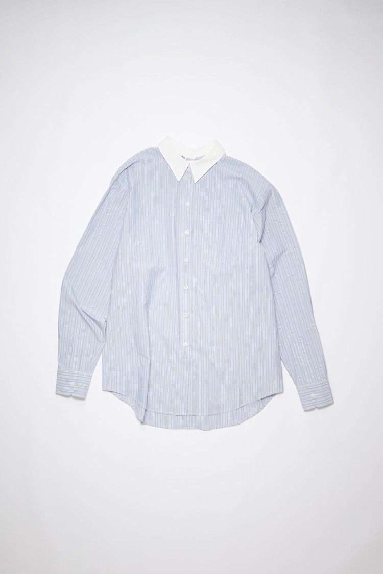 Blue / White Acne Studios Striped Cotton Women's Shirts | YKSZ-89054