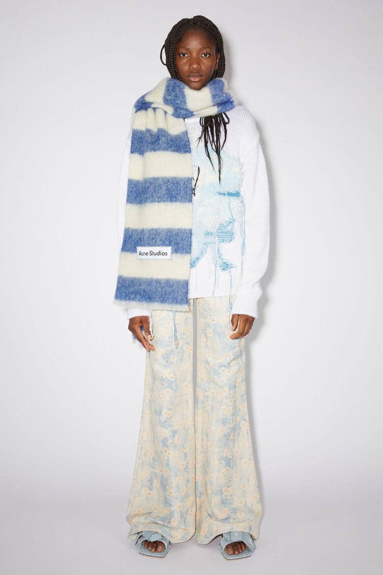 Blue / White Acne Studios Wool-blend Stripe Scarf | NPJT-08276