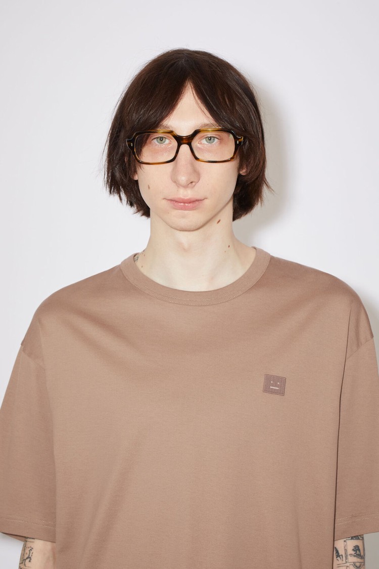 Brown Acne Studios Face Logo Patch Men's T Shirts | HALJ-41287