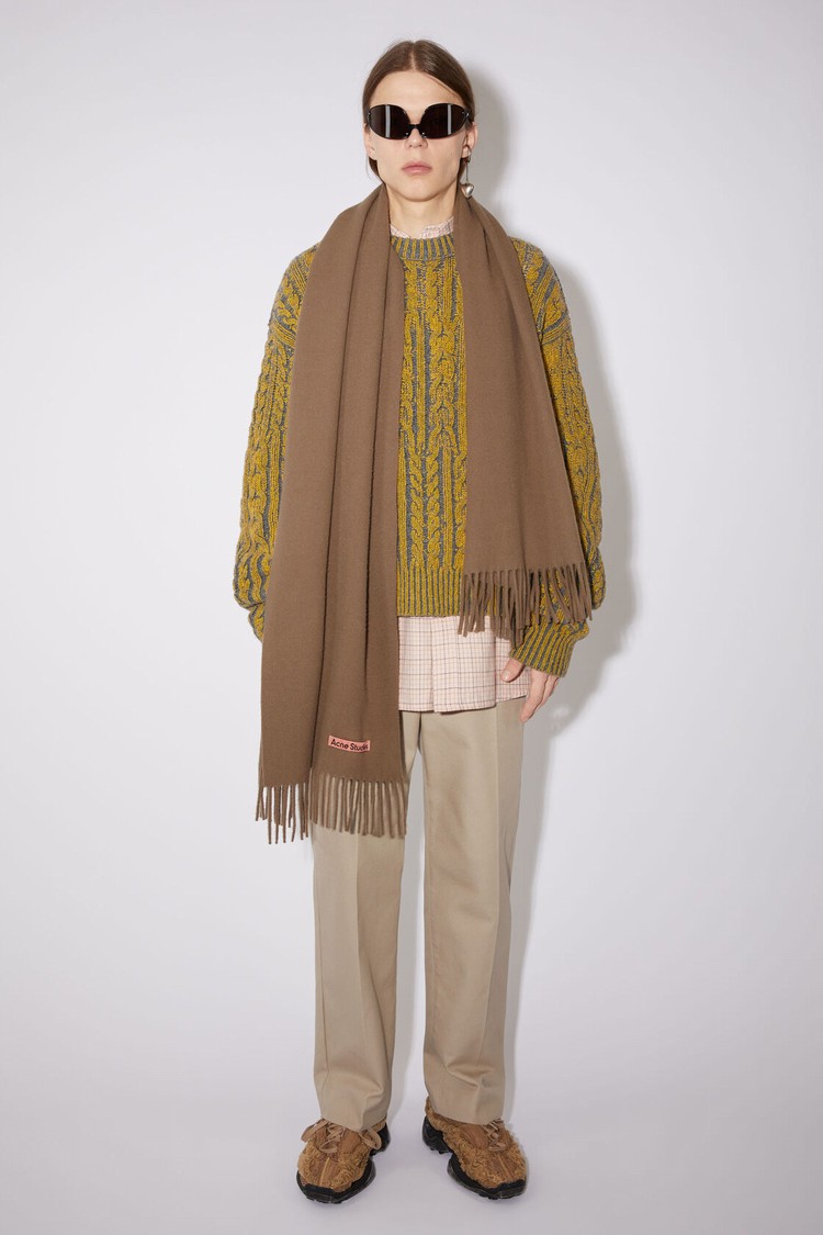 Brown Acne Studios Fringe Wool - Narrow Scarf | NYZA-31249