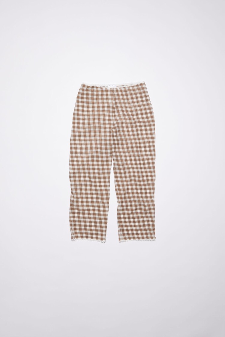 Brown Acne Studios Gingham Tights Women's Trousers | AMPY-30782