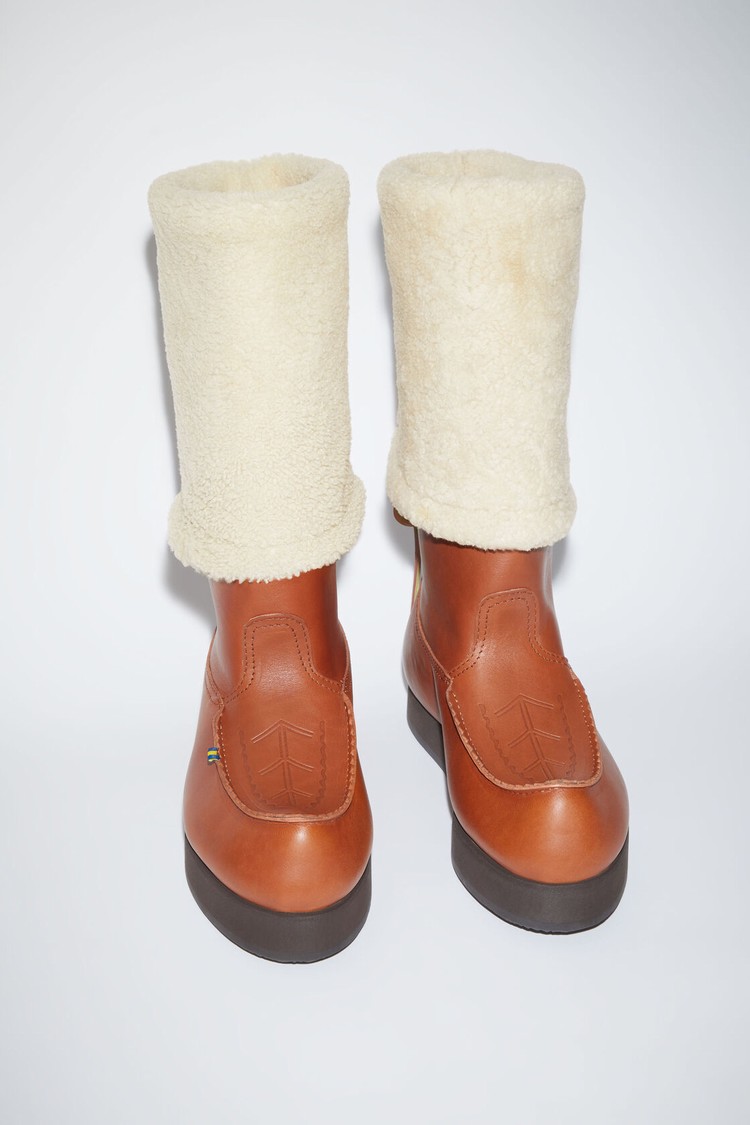 Brown Acne Studios Leather Reversible Shearling Women's Boots | JXHD-17952