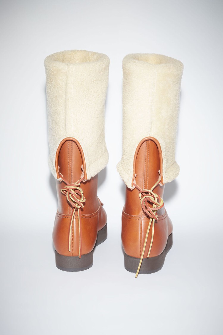 Brown Acne Studios Leather Reversible Shearling Women's Boots | JXHD-17952