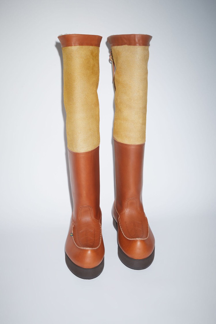 Brown Acne Studios Leather Reversible Shearling Women's Boots | JXHD-17952