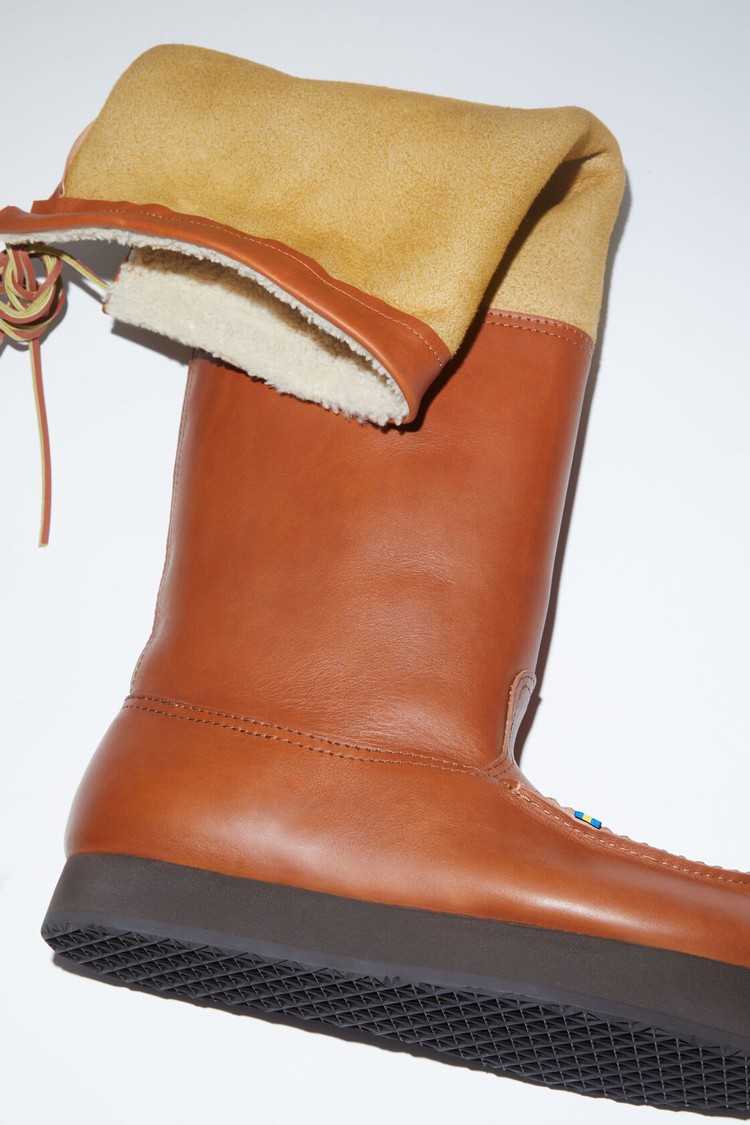 Brown Acne Studios Leather Reversible Shearling Women's Boots | JXHD-17952