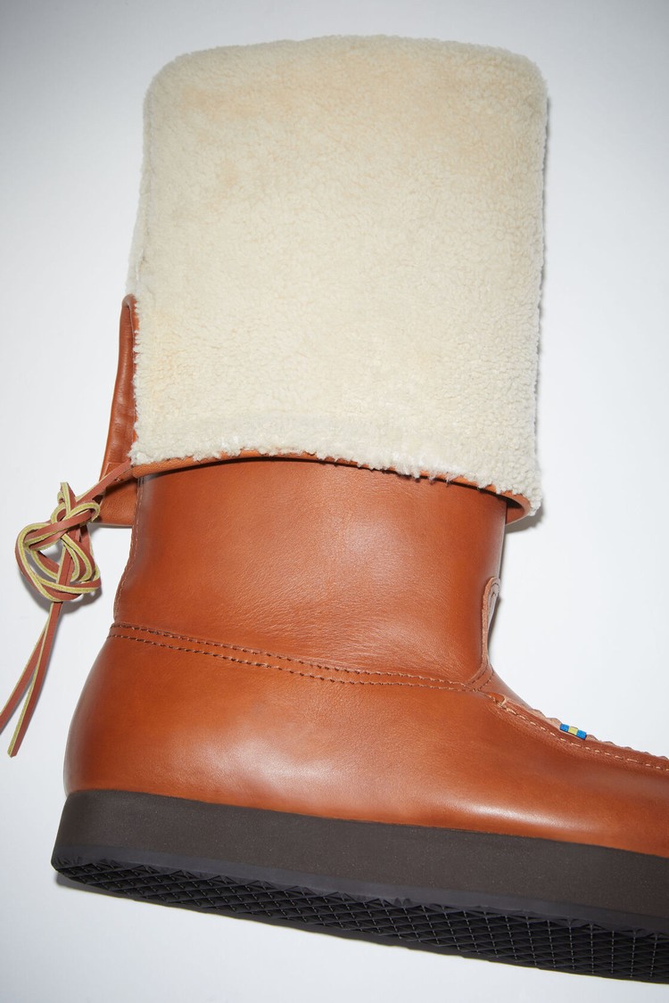 Brown Acne Studios Leather Reversible Shearling Women's Boots | JXHD-17952