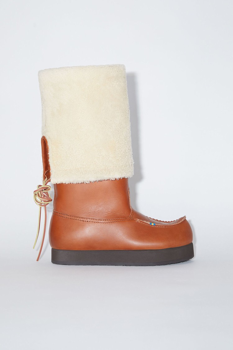 Brown Acne Studios Leather Reversible Shearling Women\'s Boots | JXHD-17952