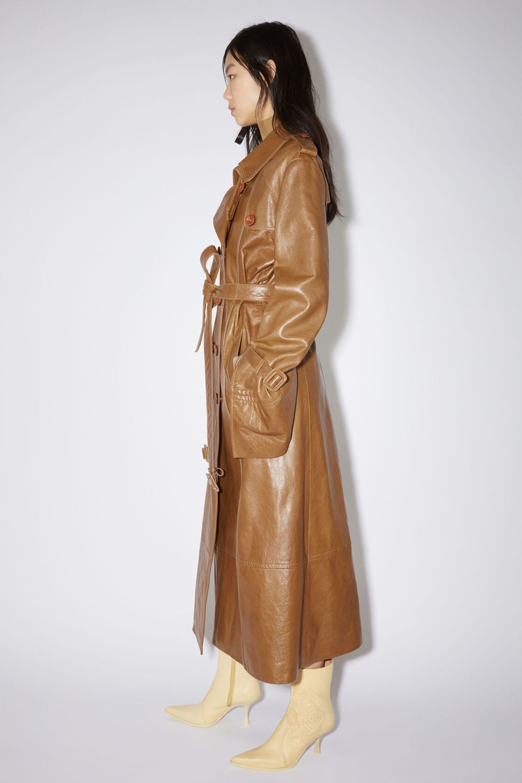 Brown Acne Studios Leather Trench Women's Coats | GBTJ-94627