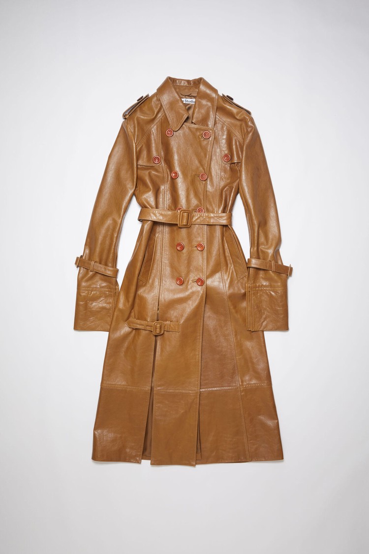 Brown Acne Studios Leather Trench Women's Coats | GBTJ-94627