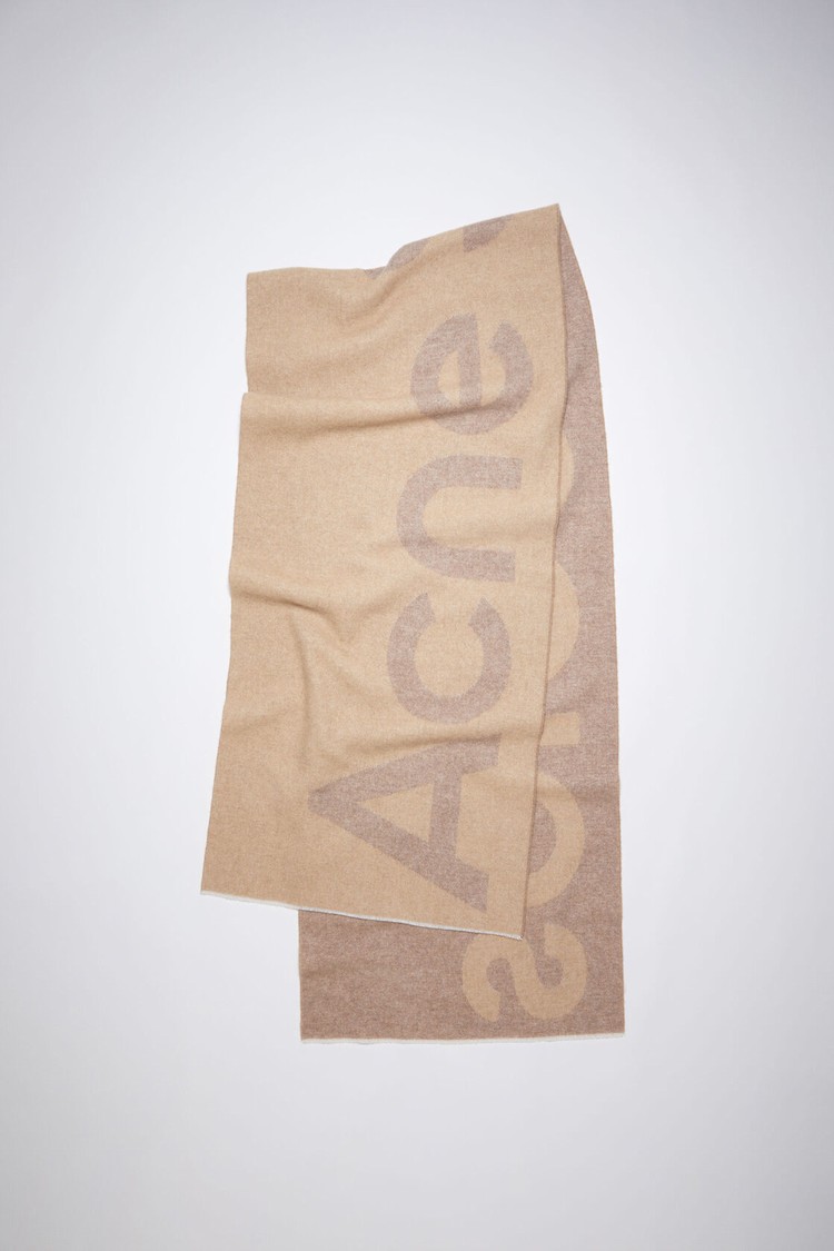 Brown Acne Studios Logo Wool Blend Scarf | LXIR-82517