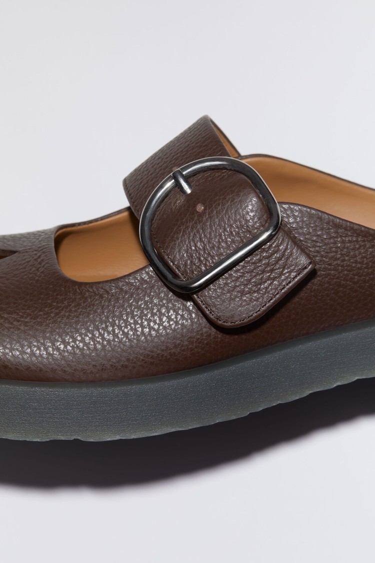 Brown / Black Acne Studios Leather Buckle Men's Mules | RBGJ-60348