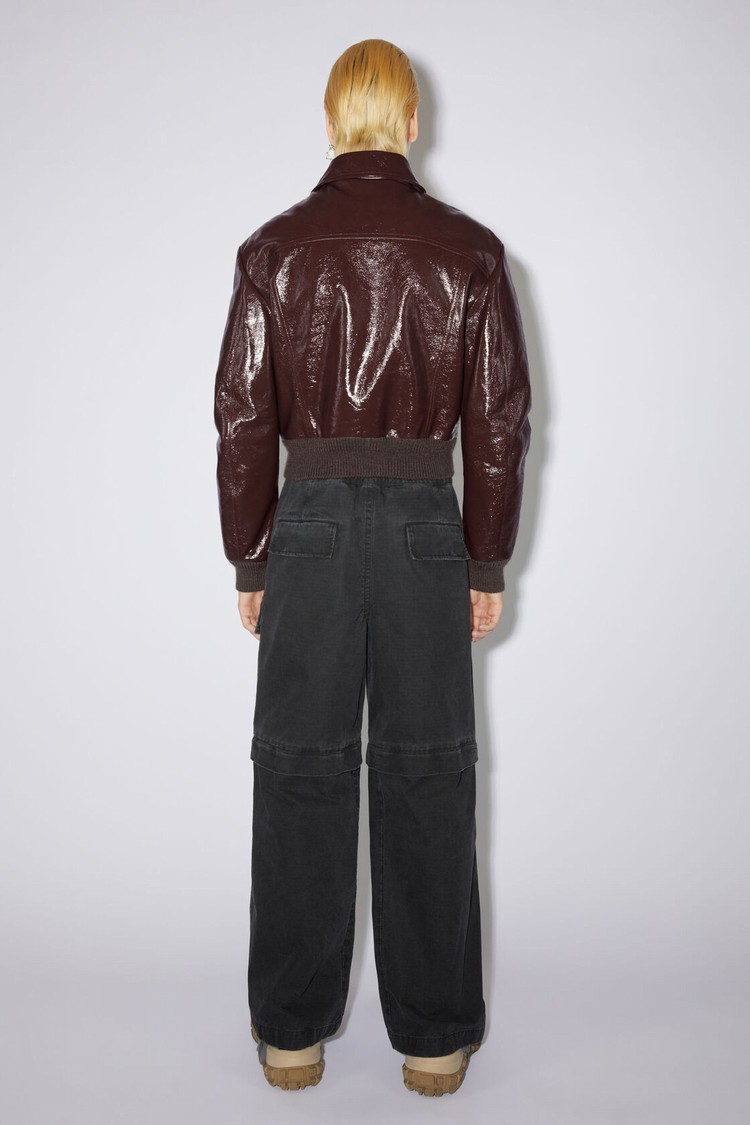 Brown / Burgundy Acne Studios Leather Bomber Men's Jackets | HVNY-24095