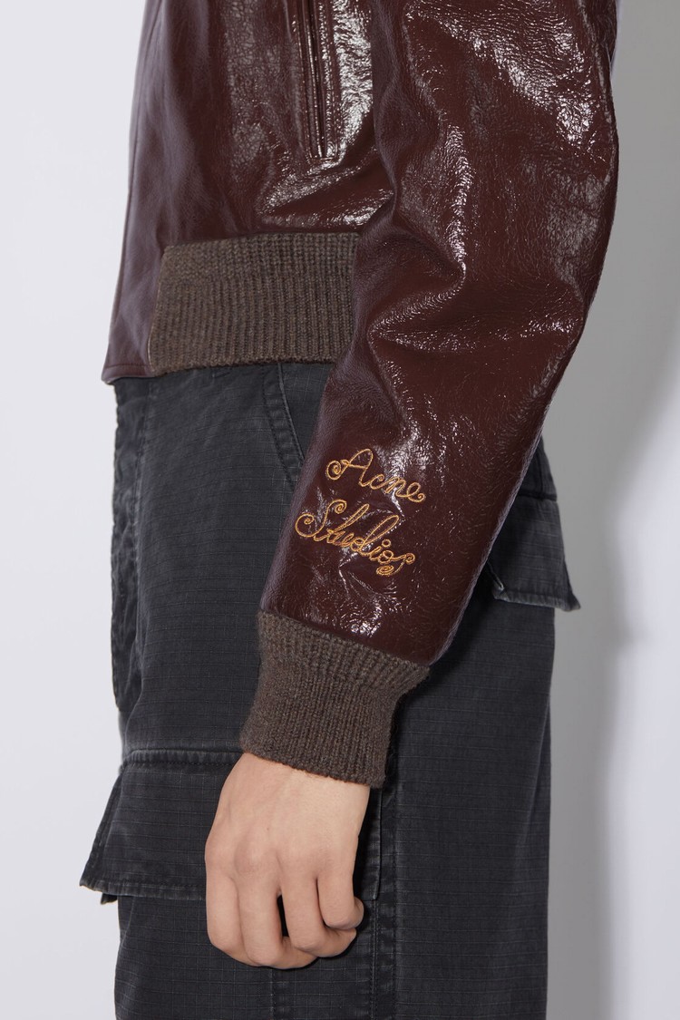 Brown / Burgundy Acne Studios Leather Bomber Men's Jackets | HVNY-24095