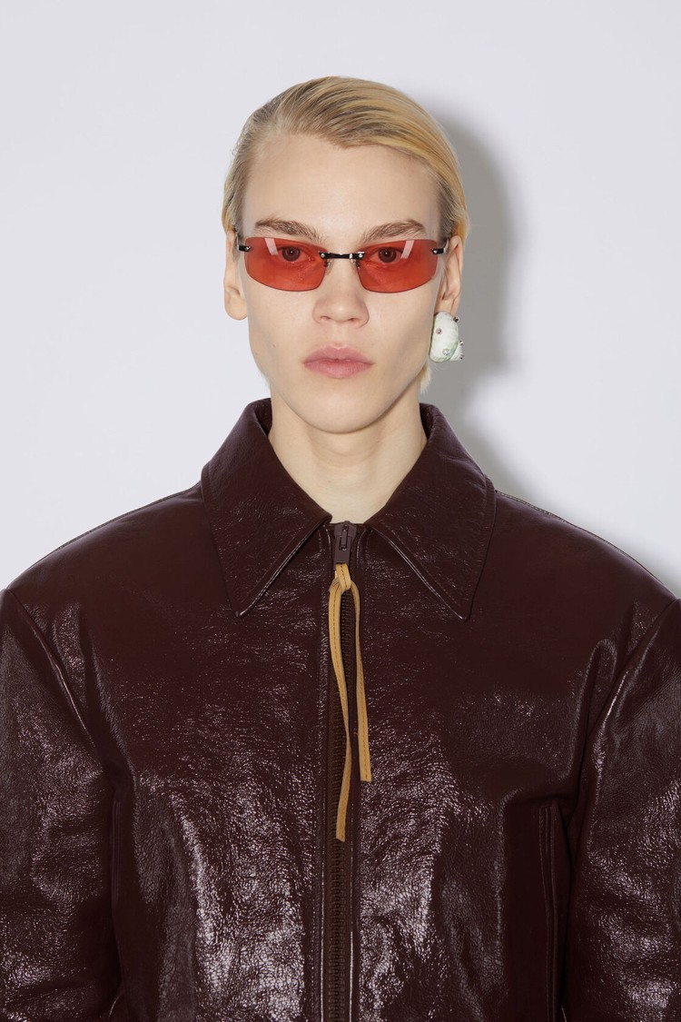 Brown / Burgundy Acne Studios Leather Bomber Men's Jackets | HVNY-24095