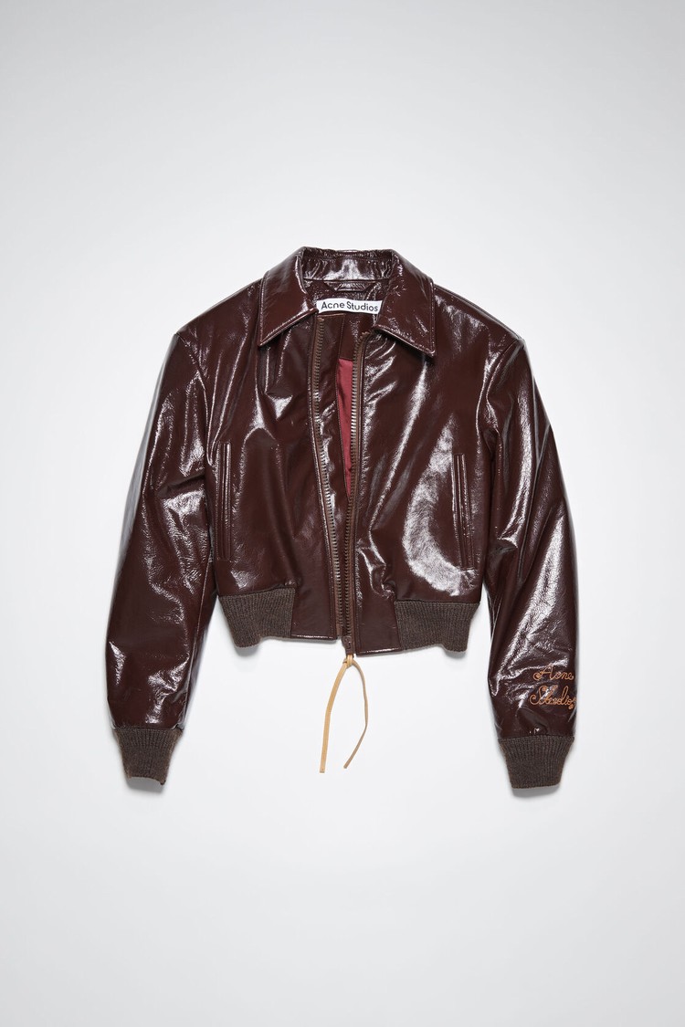 Brown / Burgundy Acne Studios Leather Bomber Men's Jackets | HVNY-24095