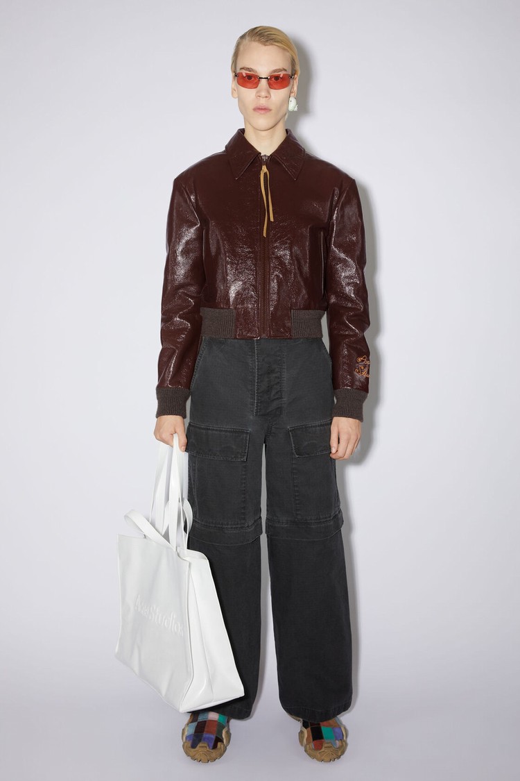 Brown / Burgundy Acne Studios Leather Bomber Men\'s Jackets | HVNY-24095