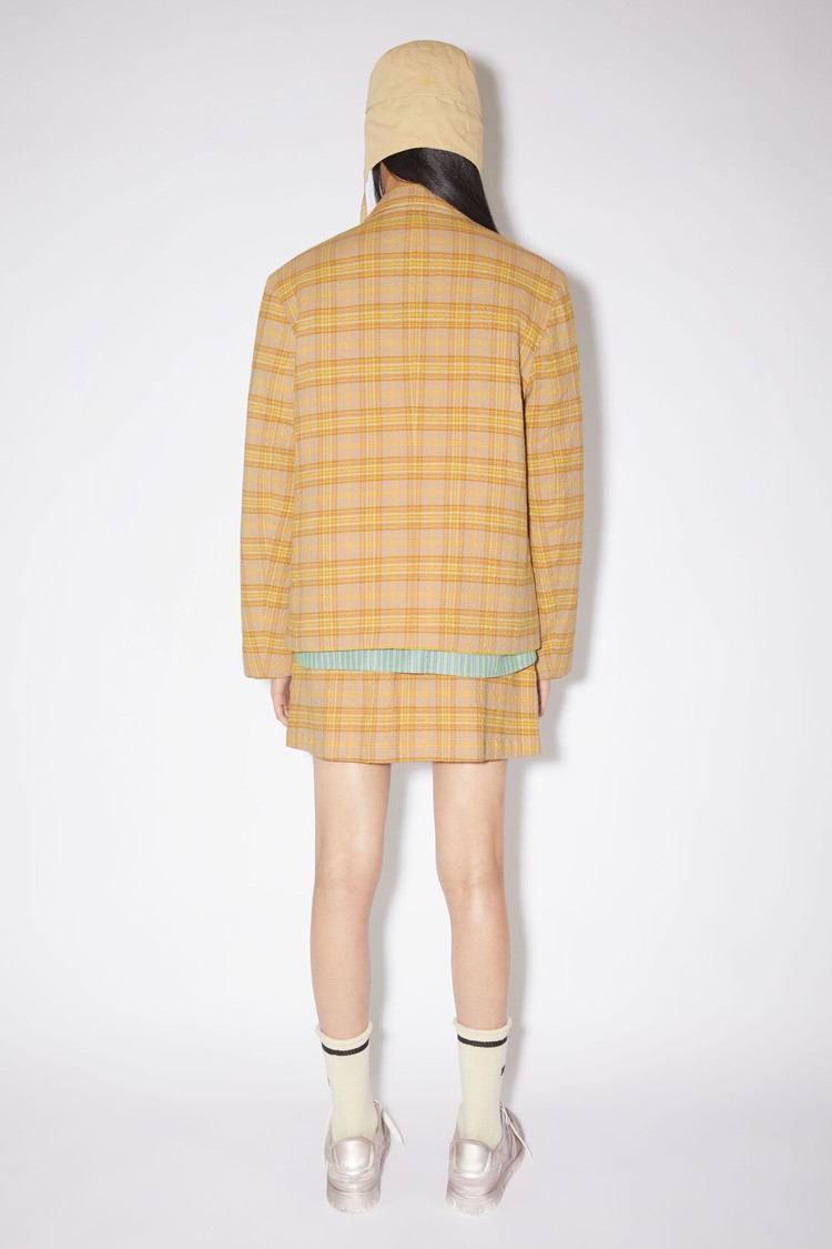 Brown / Orange Acne Studios Check Blazer Women's Coats | EKNC-32860