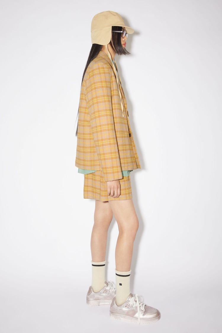 Brown / Orange Acne Studios Check Blazer Women's Coats | EKNC-32860