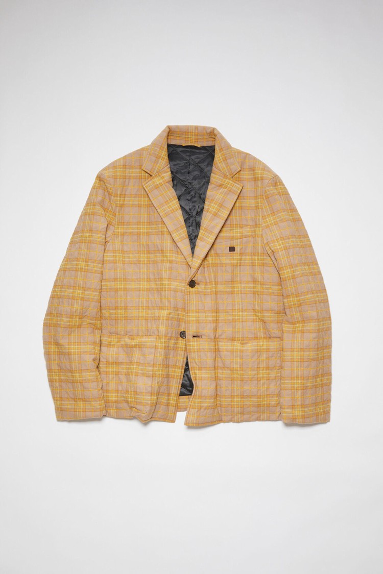 Brown / Orange Acne Studios Check Blazer Women's Coats | EKNC-32860