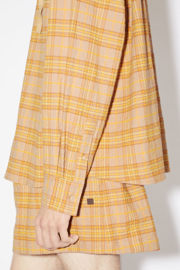 Brown / Orange Acne Studios Check Flannel Button-up Men's Shirts | OGTL-76821