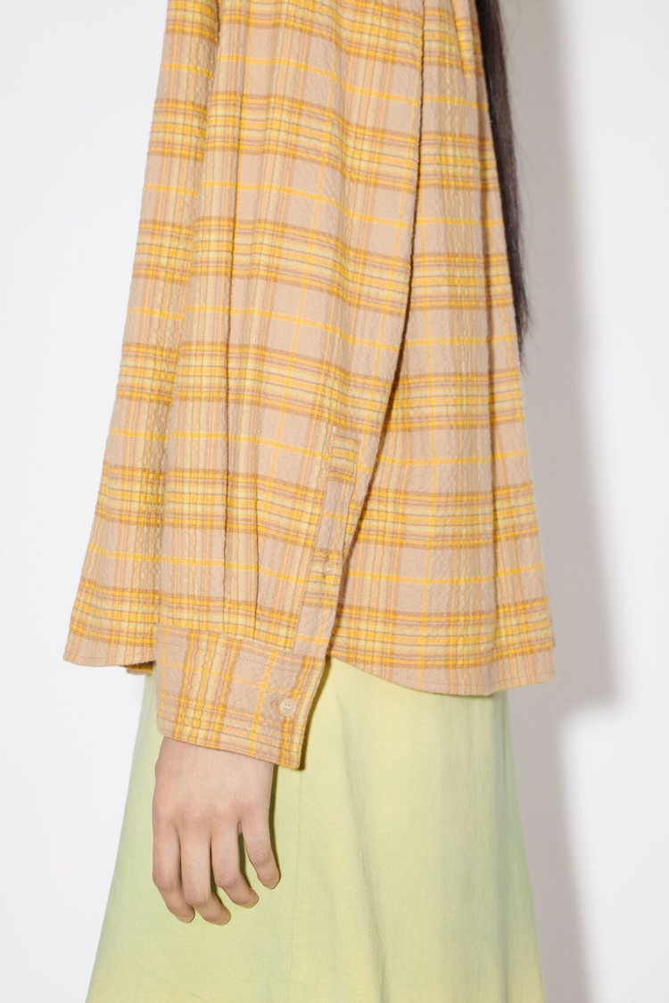 Brown / Orange Acne Studios Check Flannel Button-up Women's Shirts | RAUB-82319