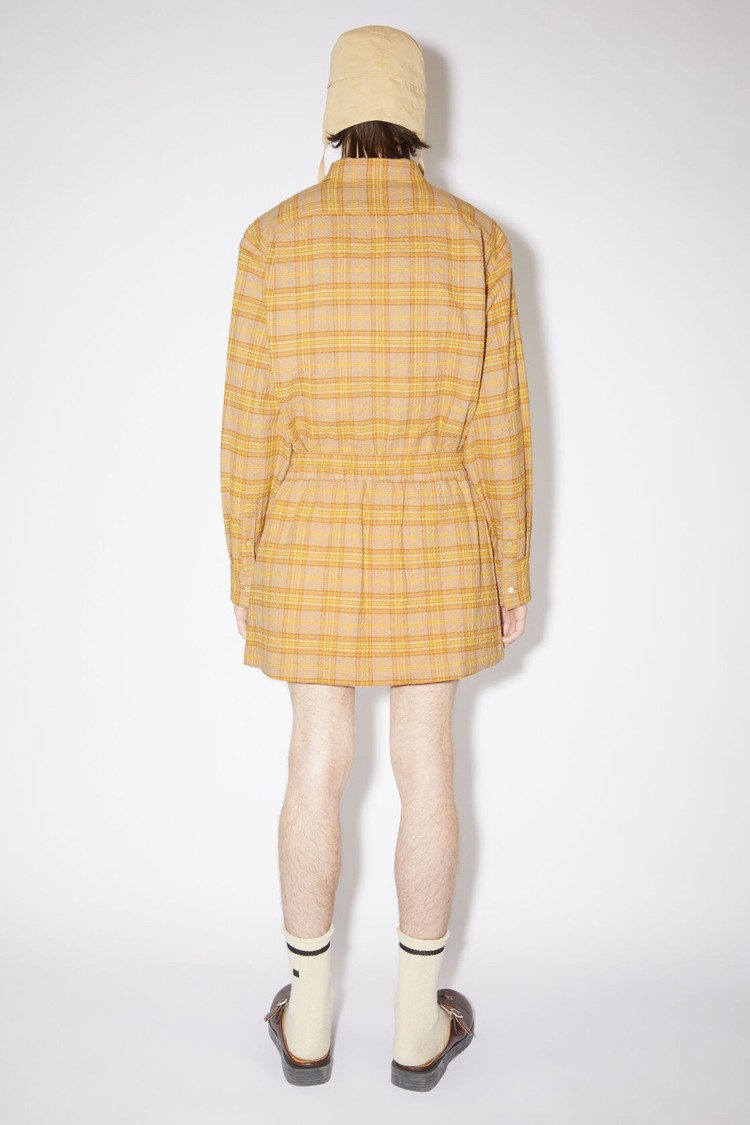 Brown / Orange Acne Studios Check Skirt Men's Shorts | SGPH-04827