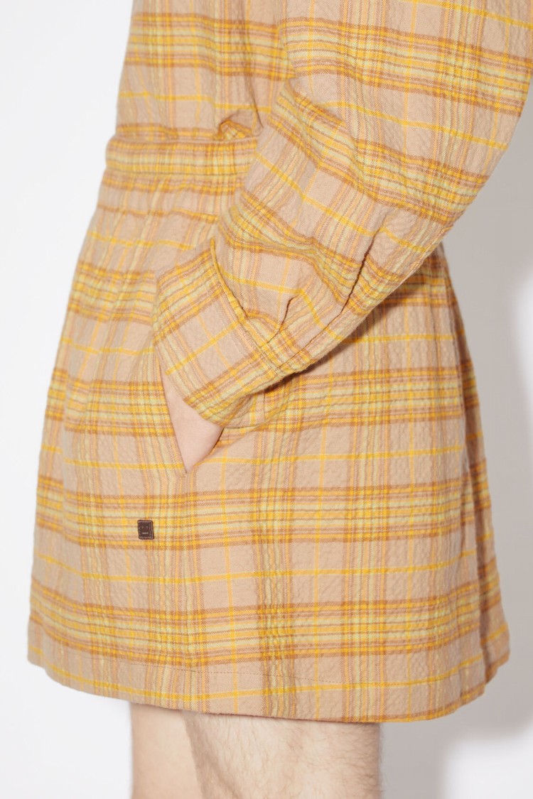 Brown / Orange Acne Studios Check Skirt Men's Shorts | SGPH-04827