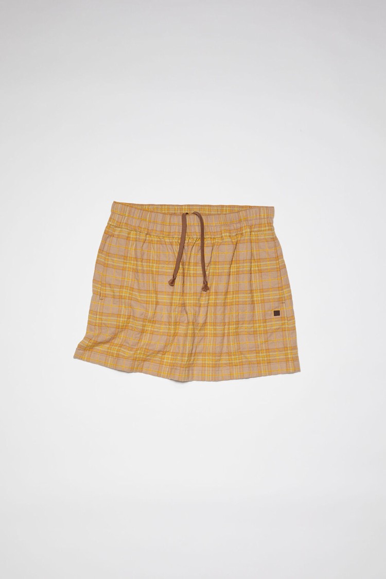 Brown / Orange Acne Studios Check Skirt Men's Shorts | SGPH-04827