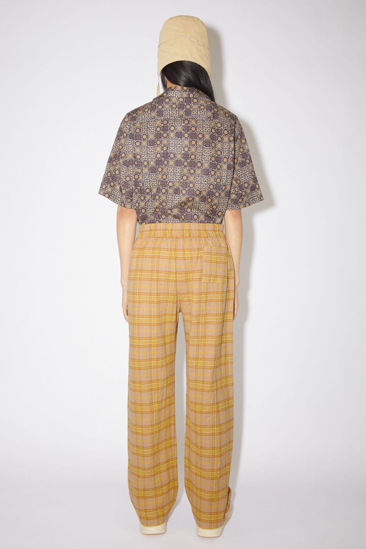 Brown / Orange Acne Studios Check Women's Trousers | QAEH-03192