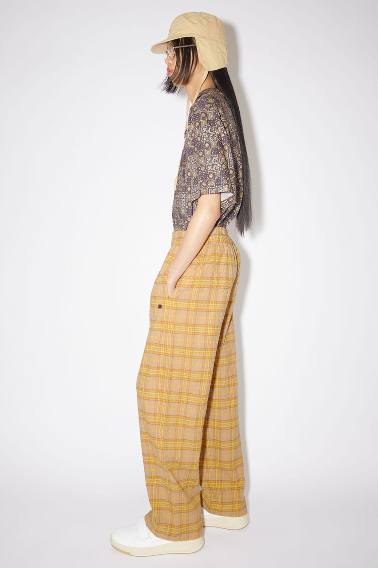 Brown / Orange Acne Studios Check Women's Trousers | QAEH-03192