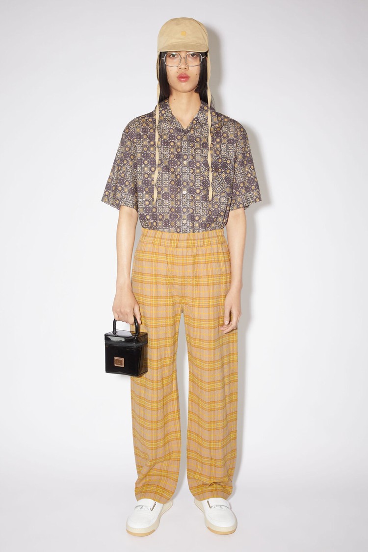 Brown / Orange Acne Studios Check Women\'s Trousers | QAEH-03192