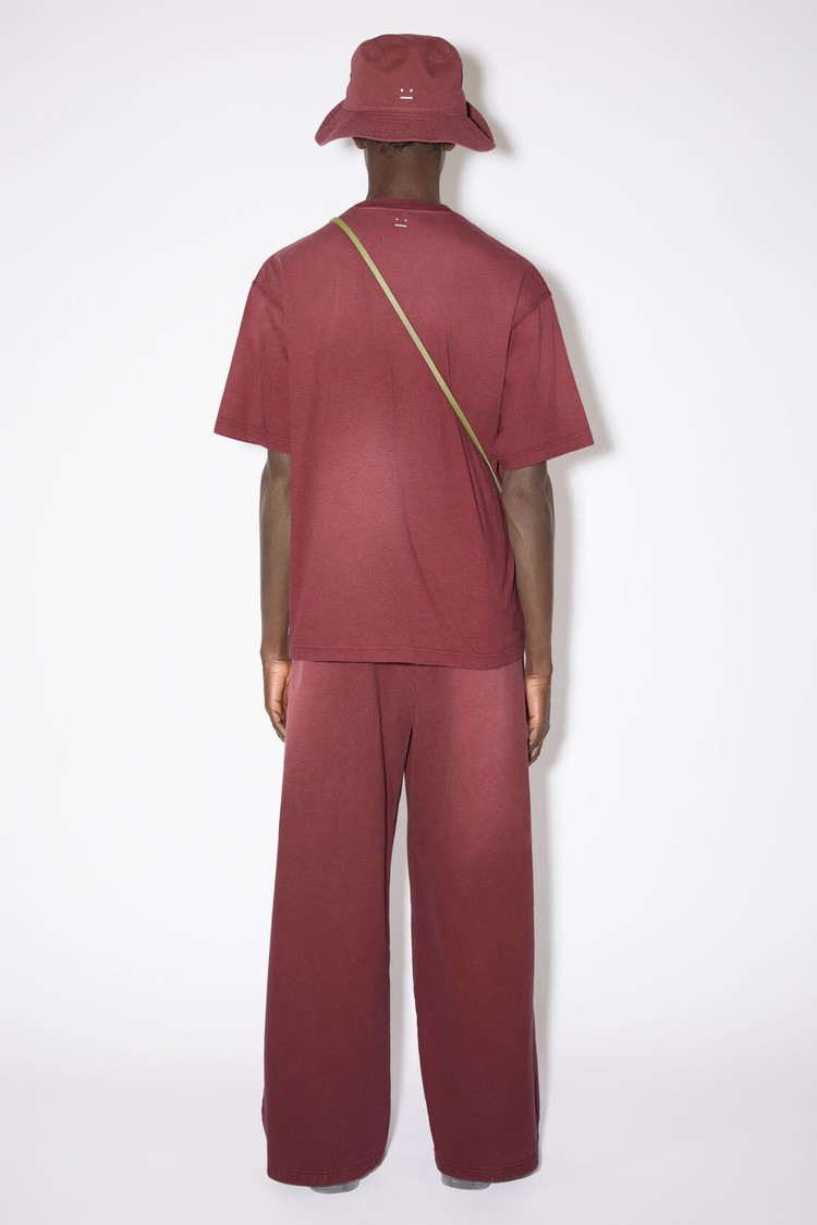 Burgundy / Red Acne Studios Crew Neck Men's T Shirts | UJXB-15269