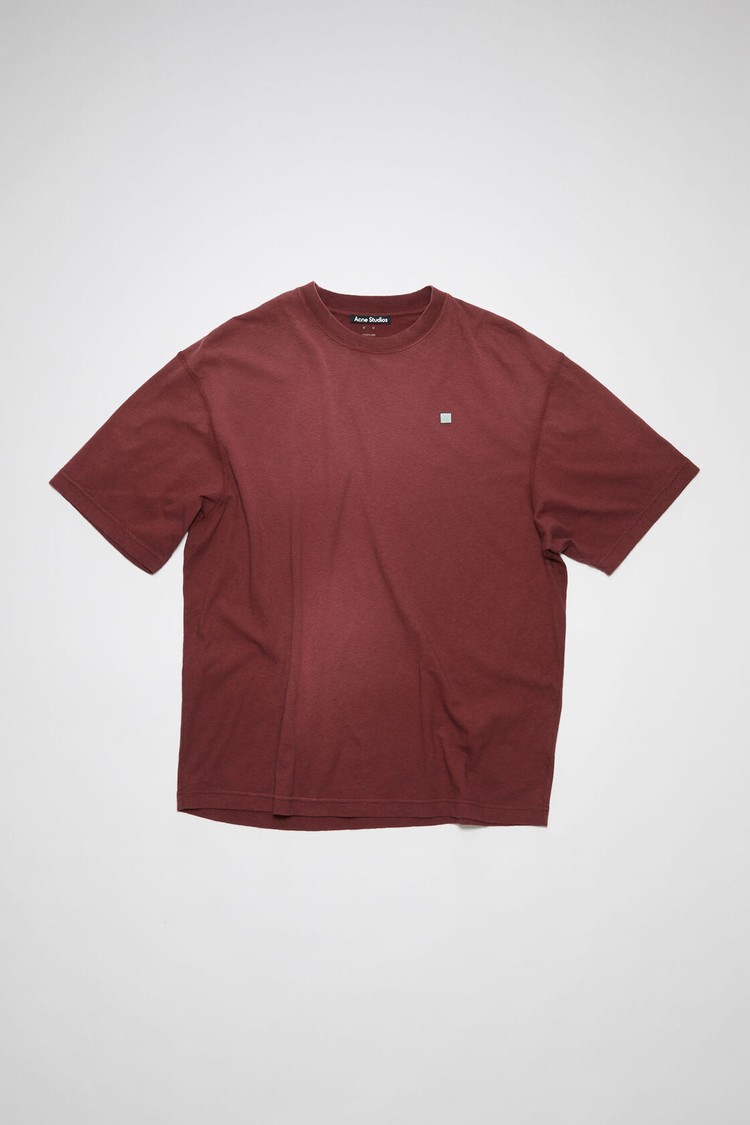 Burgundy / Red Acne Studios Crew Neck Men's T Shirts | UJXB-15269