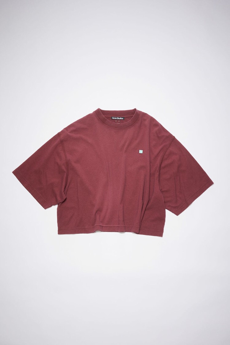 Burgundy / Red Acne Studios Crew Neck Men's T Shirts | VXTI-37408